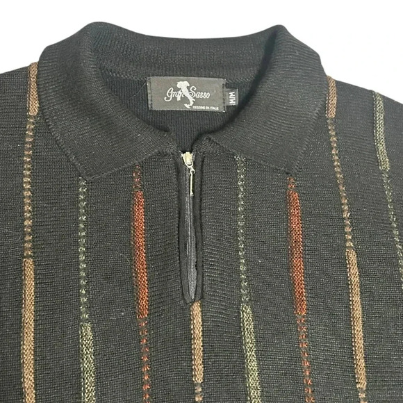 Gran Sasso Wool Sweater Quarter Zip Italy Medium Soprano Mafia Old Money - Picture 4 of 10